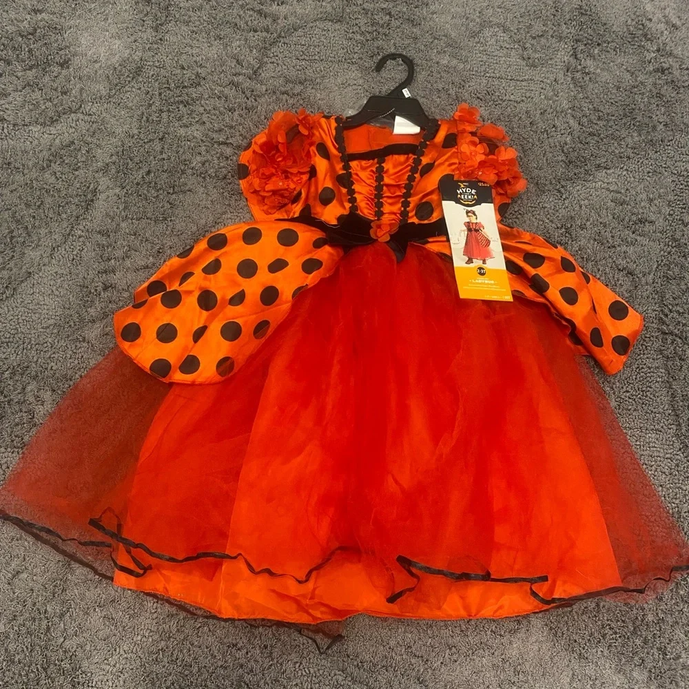 Toddler Red Ladybug Costume Dress with Black Polka Dots